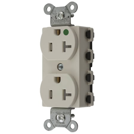 Hubbell Wiring Device-Kellems Straight Blade Receptacle, 5-20R, 20 A, 125V AC, 2 Pole, 3 Wire, Flush Mount, Grounded SNAP8300LATRA